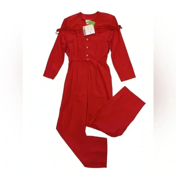Jessica Vintage Red  Romper Long Sleeve Size 16 - Picture 4 of 11